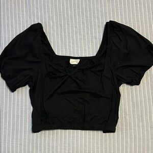 Universal Thread Black Puff Sleeve Crop Top